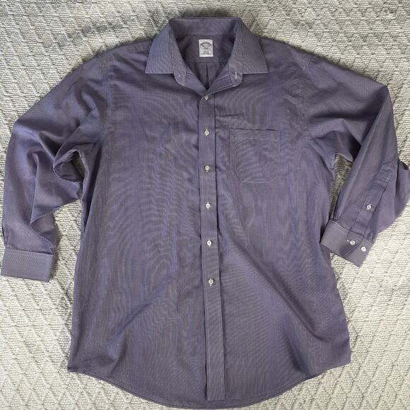BROOKS BROTHERS 1818 Dress Shirt~Mens 16 1/2-36~Purple Gingham~Non-Iron Supima - Picture 1 of 7